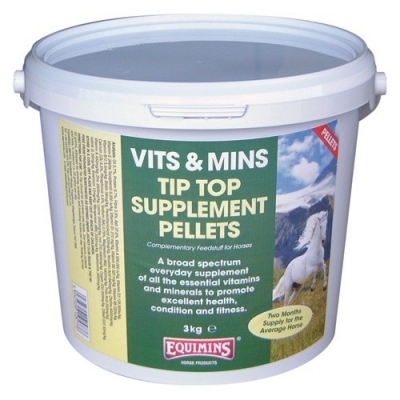 EQUIMINS Tip Top Supplement Pellets- Granulowana mieszanka mineralno- witaminowa, dla koni wyczynowych- 3kg 